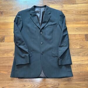 Alfani Suit Jacket Mens 40 Black Pinstripe 3-Button Single Breasted Blazer